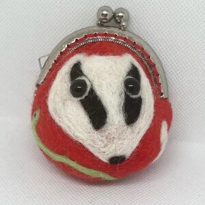 Badger badger badger mushroom mushroom! Handmade wool felted Coin Purse